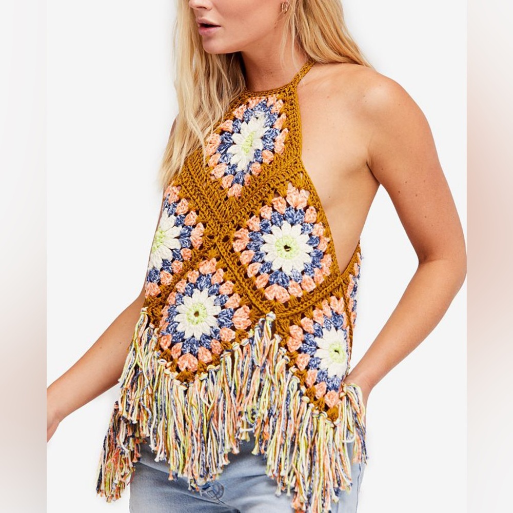 Free People Summer of Love Crochet Halter Size M/L NEW - Picture 10 of 16